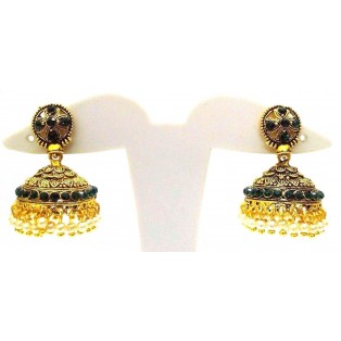 Golden Oxidized Earrings Jhumka Jhumki Jewelry Bollywood Drop Dangle Long E16